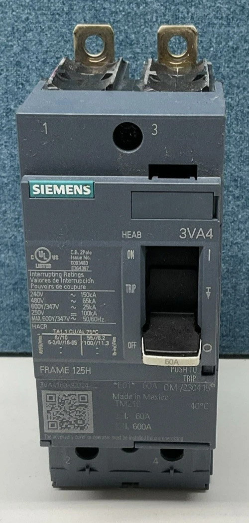 3VA4160-6ED24-0AA0 Siemens Circuit Breaker 60 amp 2 Pole