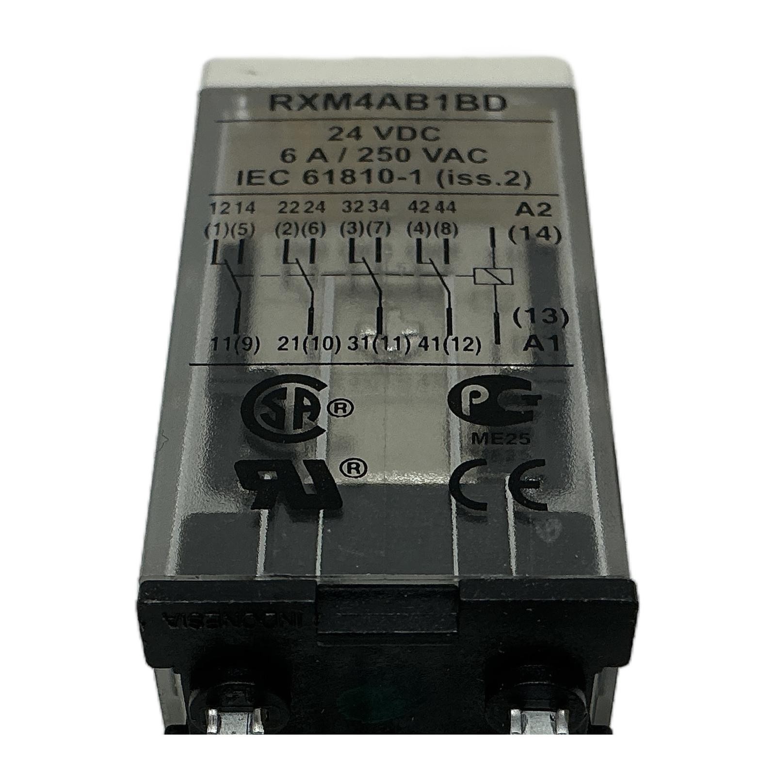 RXM4AB1BD SCHNEIDER ELECTRIC, Schneider Electric Miniature Plug-in Relay 24VD…
