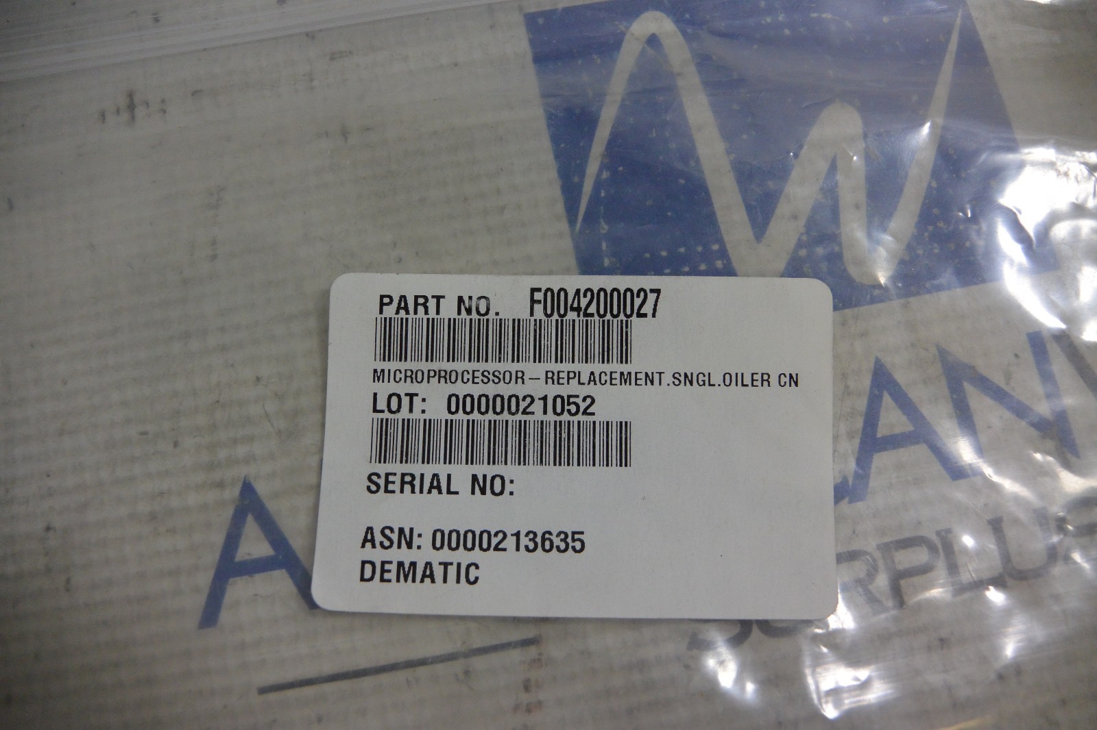 Microprocessor F004200027 Dematic Single Oiler Replacement NEW