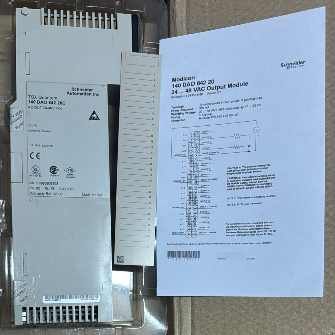 SCHNEIDER 140DAO84220C MODICON 140 DAO 842 20C 24-48VAC OUTPUT MODULE