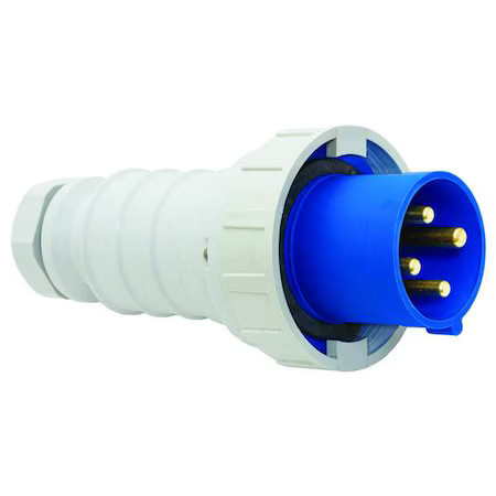 Bryant Bry4100p9w Pin & Sleeve Plug, 100 A, 250V Ac, Three Phase, 3 Pole, Iec