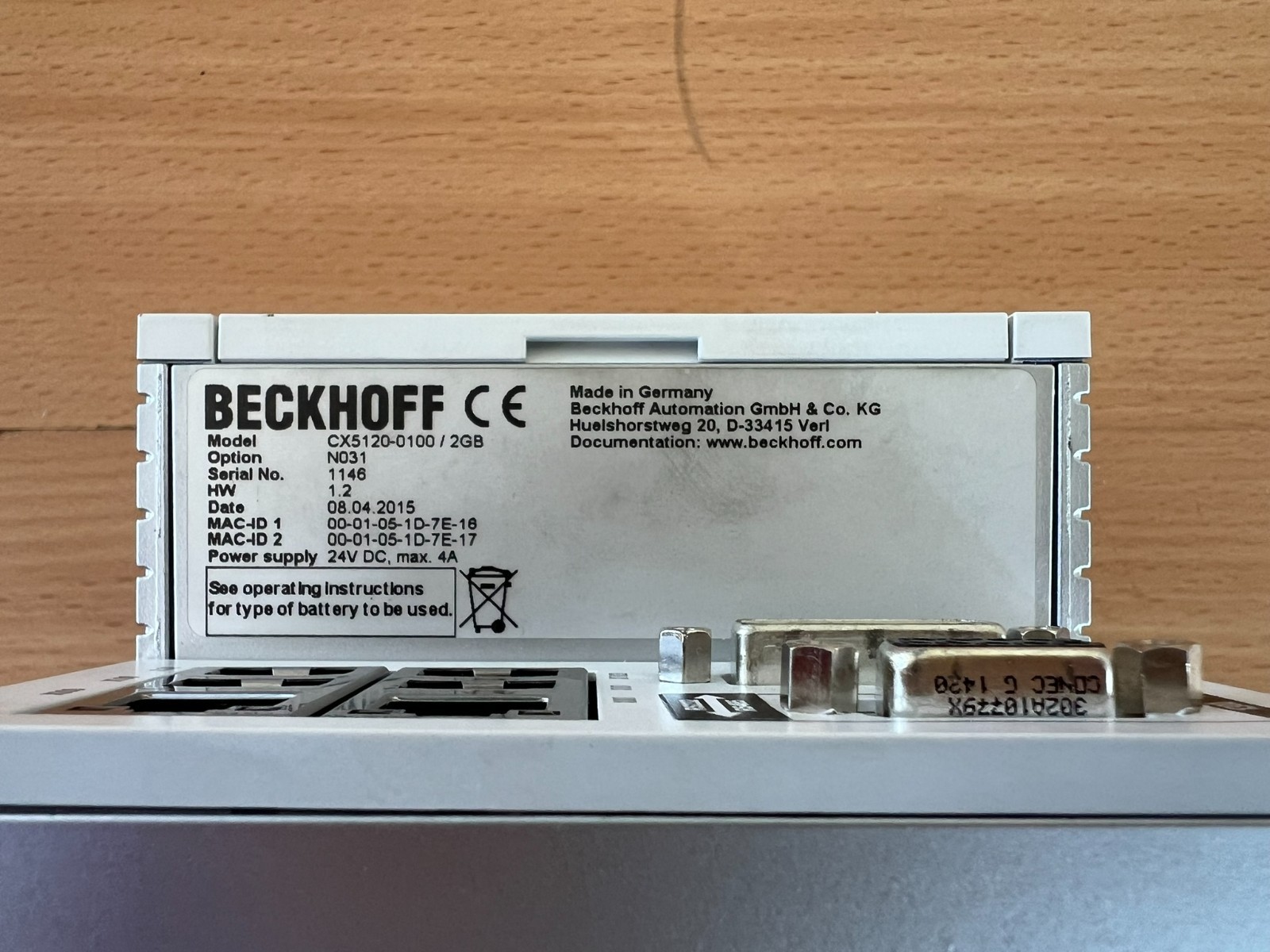 Beckhoff Embedded PC CX5120-0120/2GB, CX5120-N031 RS422/RS485 & Embedded Windows