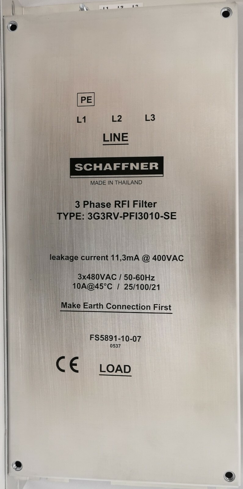 NEW 3G3RV-PFI-3010-SE / 3G3RVPFI3010SE Schaffner, 3 Phase RFI Filter