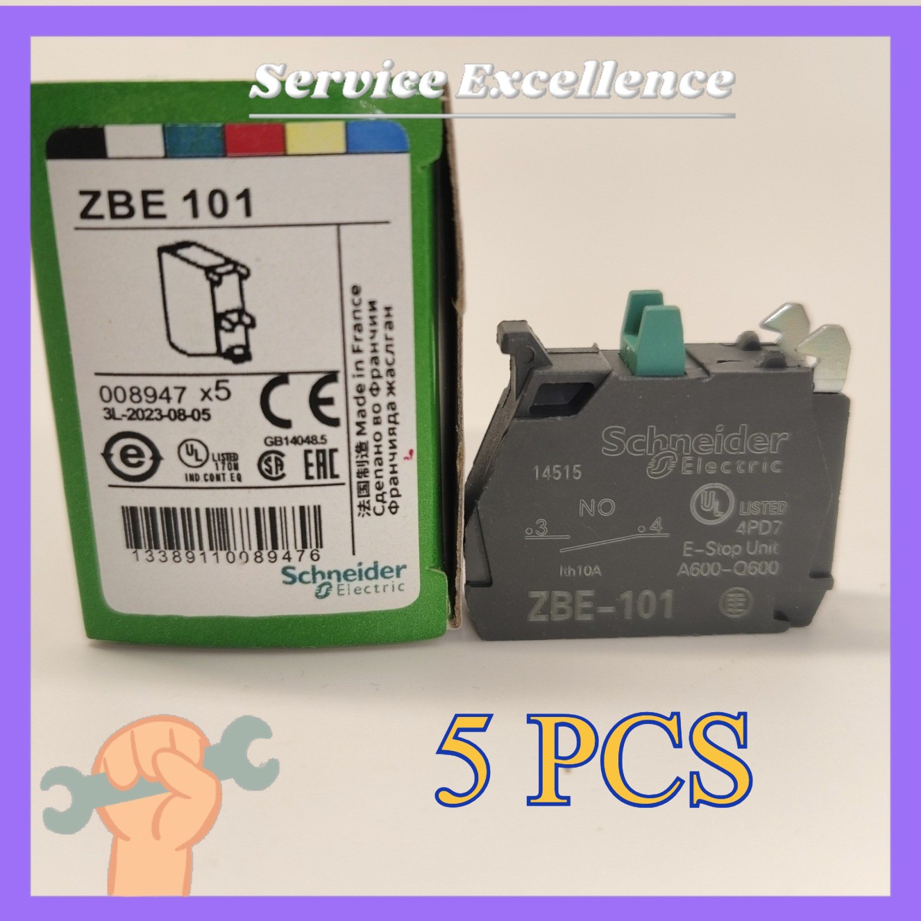 ZBE101 5 PCS NEW Schneider Electric ZBE-101 Contact Block Fast Delivery