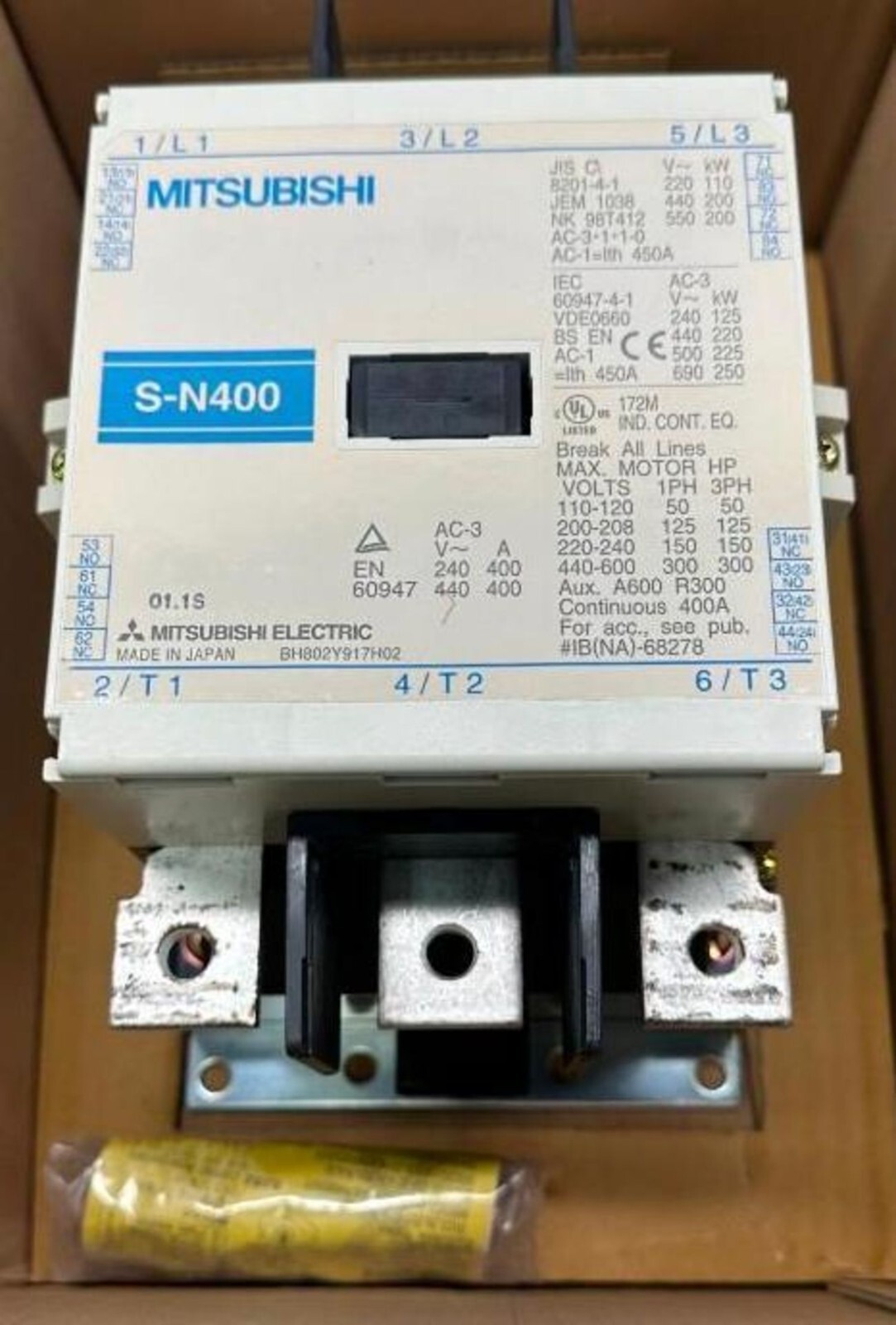 Mitsubishi S-N400 400A Magnetic Contactor AC100V New