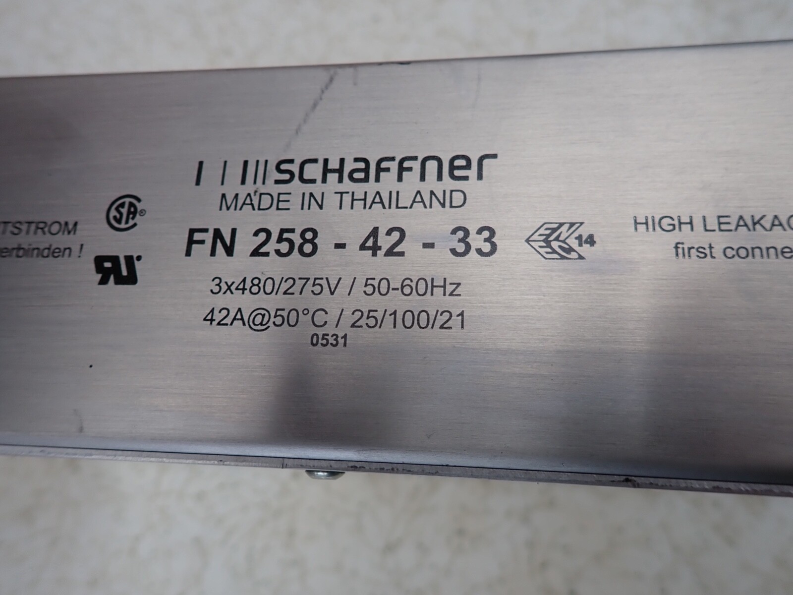 Schaffner EMC/RFI Filter 3 Phase 42amps – FN258-42-33