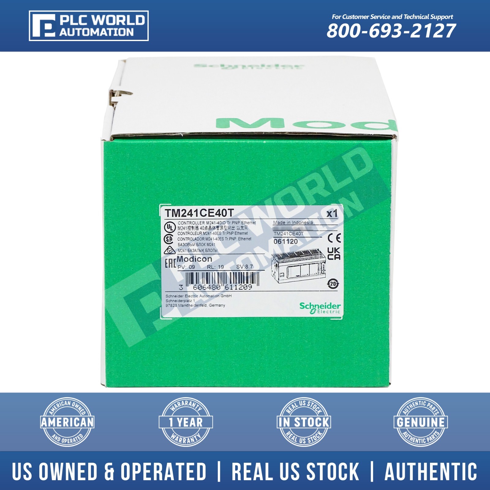 Schneider Electric TM241CE40T Modicon M241, PNP Transistor Outputs, Brand New