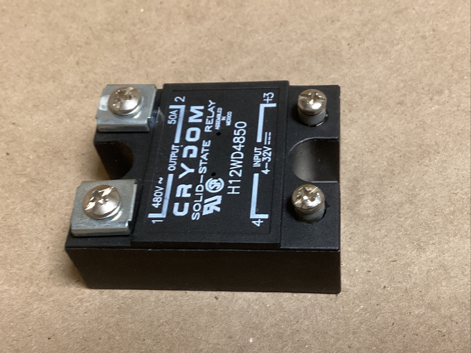 CRYDOM H12WD4850 SOLID STATE RELAY 480 VAC 50 AMP 4-32 VDC#271PT64FML