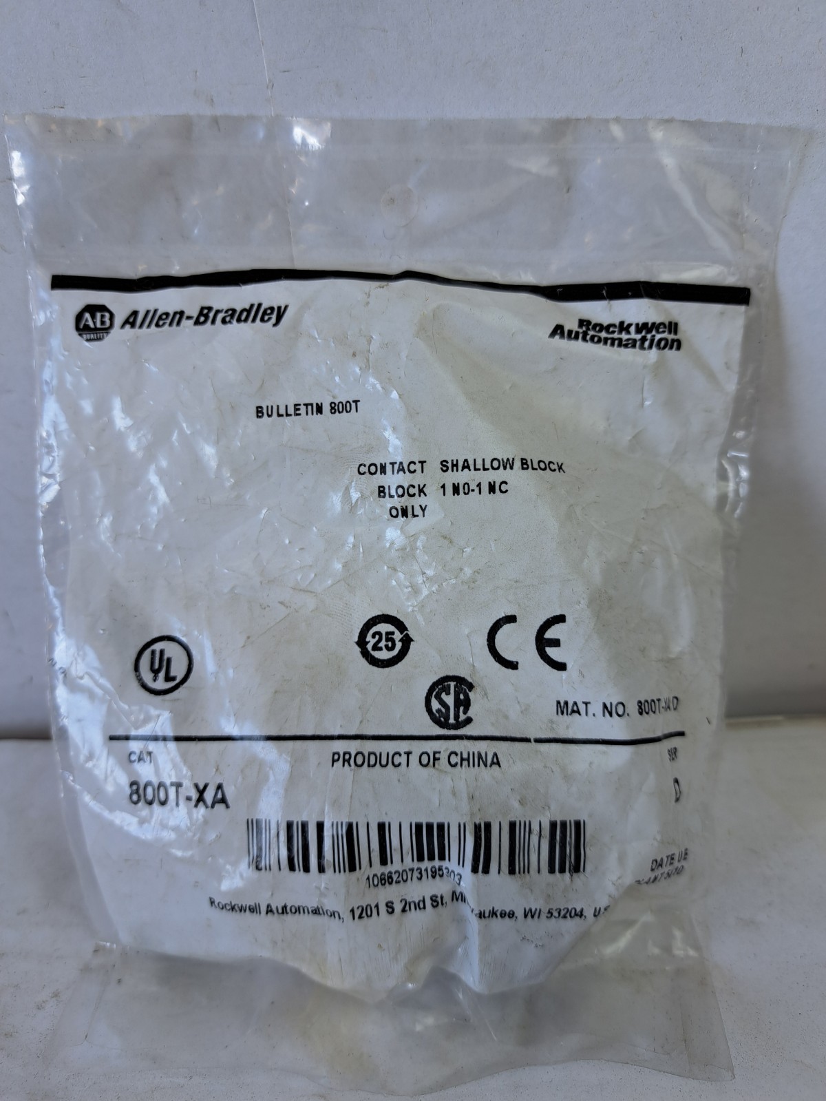 Allen Bradley 800TXA Contact Shallow Block Module 800T-XA
