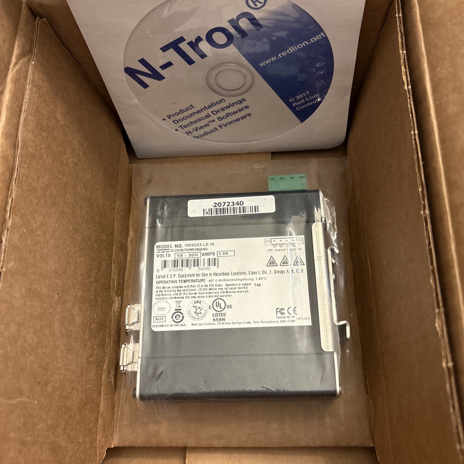 RED LION CONTROLS N-Tron 1003GX2 3 Port Gigabit Ethernet Switch 1003GX2-LX-10