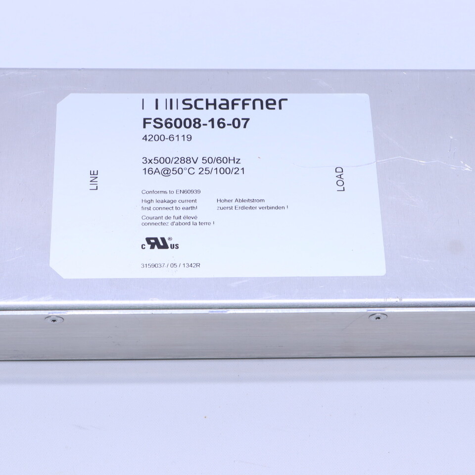 SCHAFFNER FS6008-16-07 RFI FILTER 16 AMP 3 PHASE 480 V AC 50/60HZ