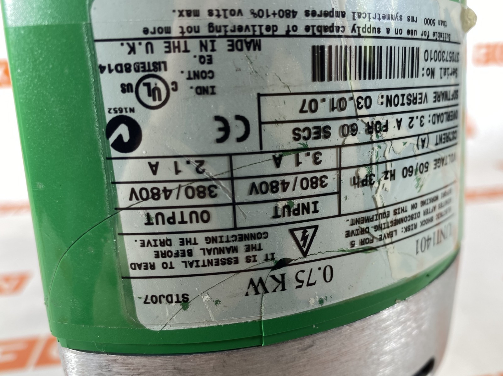 CONTROL TECHNIQUES UNI1401 UNIDRIVE 0.75 KW – USED