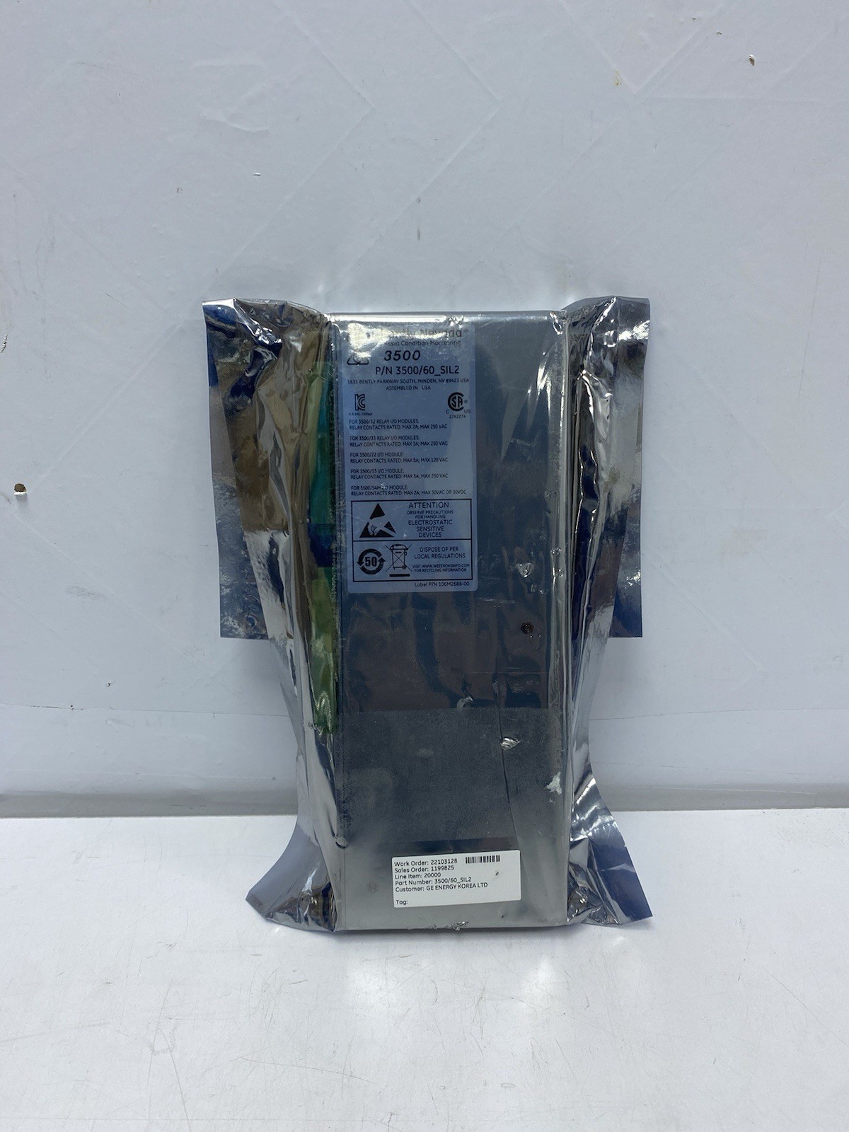Bently nevada 3500/60_SIL2 Module 133819-01 PWA 184422-01 Temperature Monitor