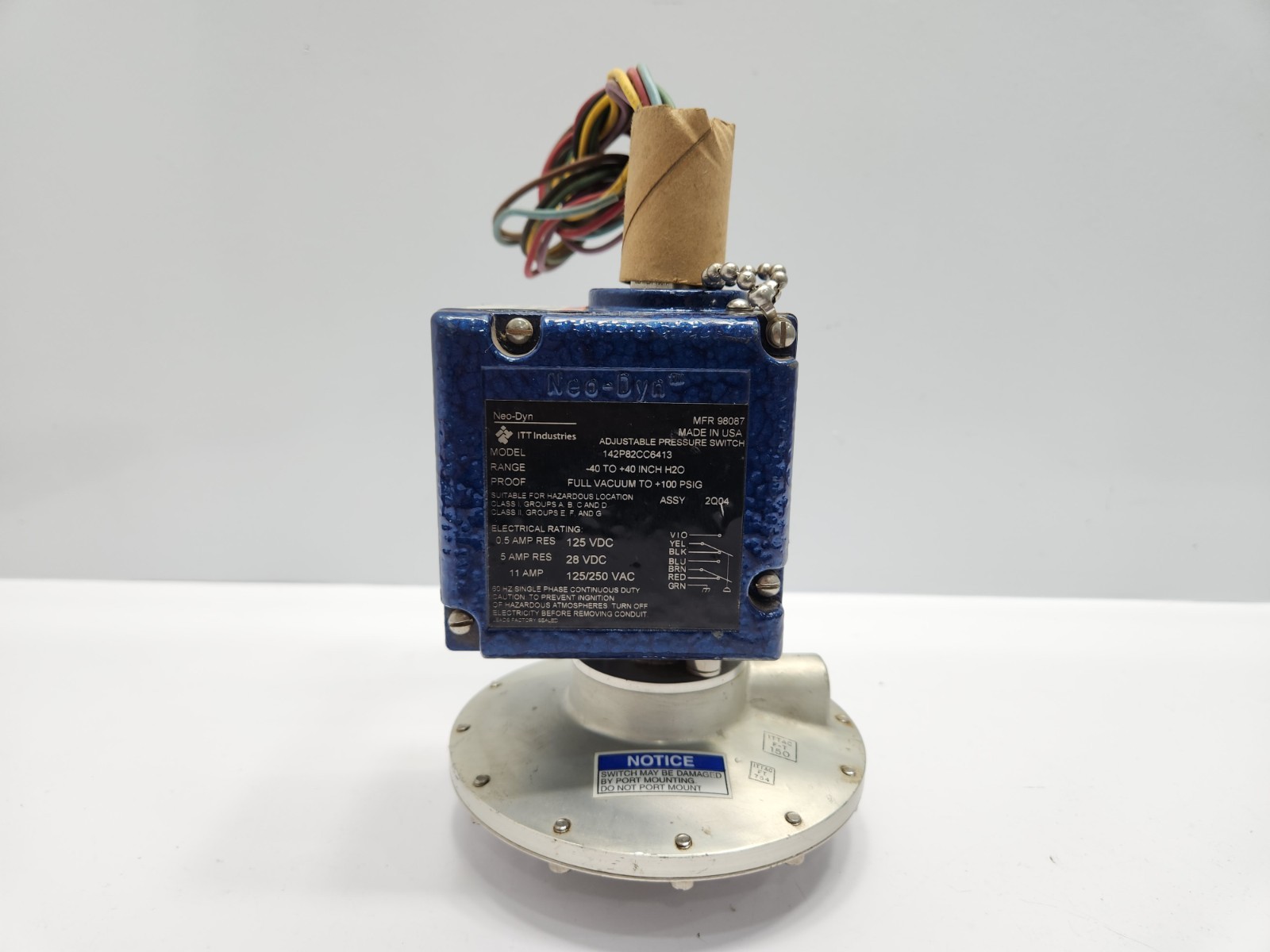 ITT NEO-DYN 142P82CC6413 ADJUSTABLE PRESSURE SWITCH +100 PSIG