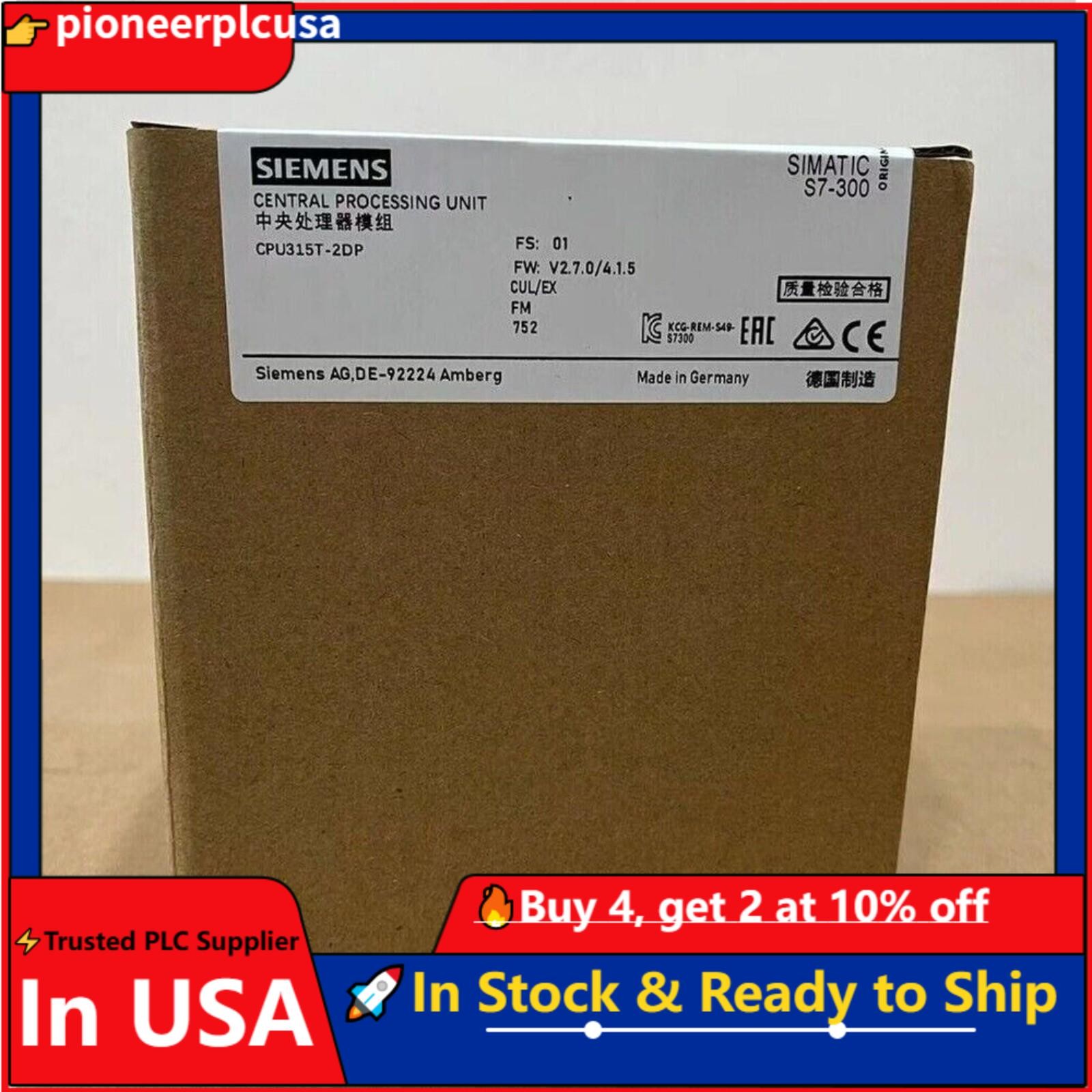 New Siemens SIMATIC S7-300 CPU 315T-2 DP 6ES7315-6TH13-0AB0 6ES73156TH130AB0
