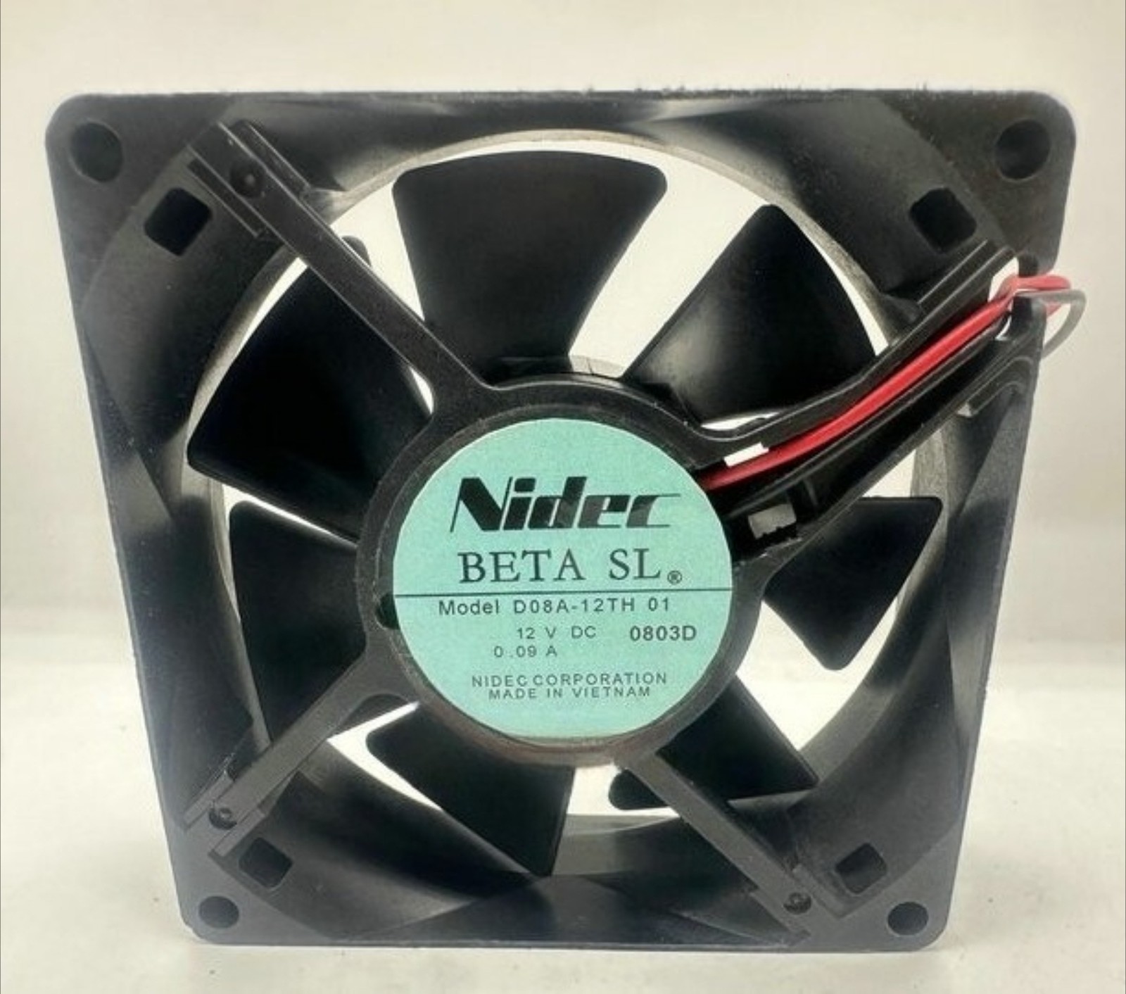 1PCS Nidec Fan D08A-12TH 01 DC 12V 0.09A 8025 8cm 2 wire cooling fan