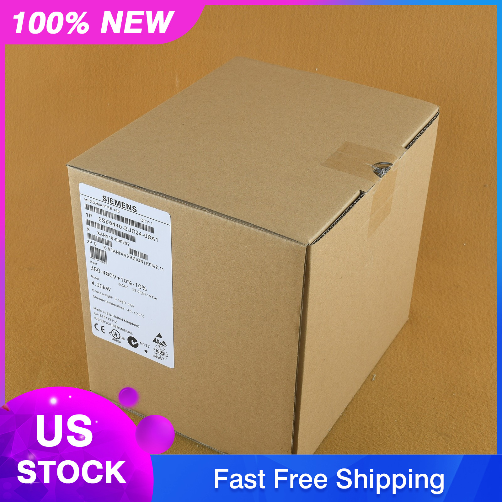New Siemens 6SE6440-2UD24-0BA1 6SE64402UD240BA1 MICROMASTER440 without filter