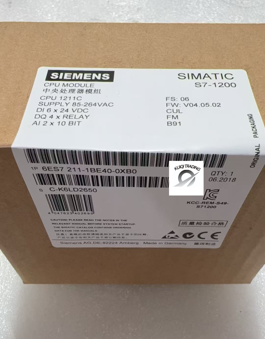 New Siemens 6ES7211-1BE40-0XB0 S7-1200 CPU 1211C Module 6ES7 211-1BE40-0XB0
