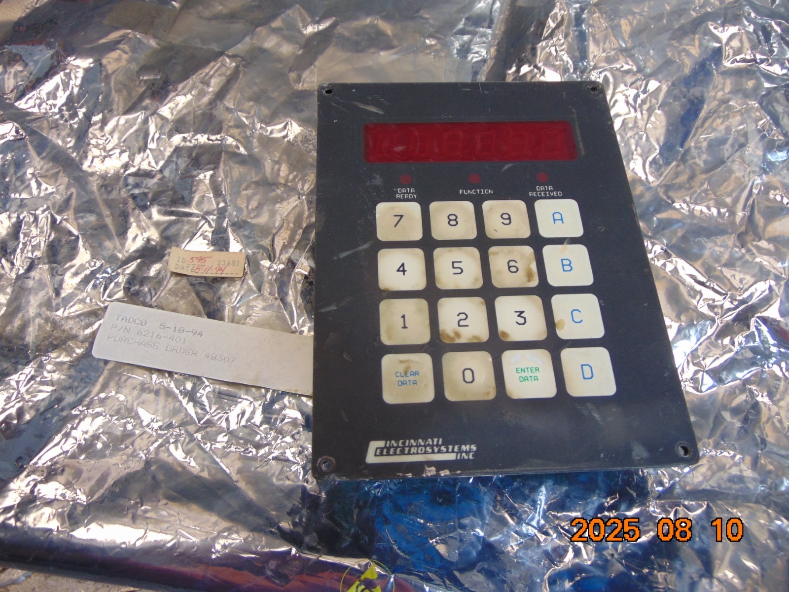 CINCINNATI ELECTROSYSTEMS 6216A-401 KEYPAD
