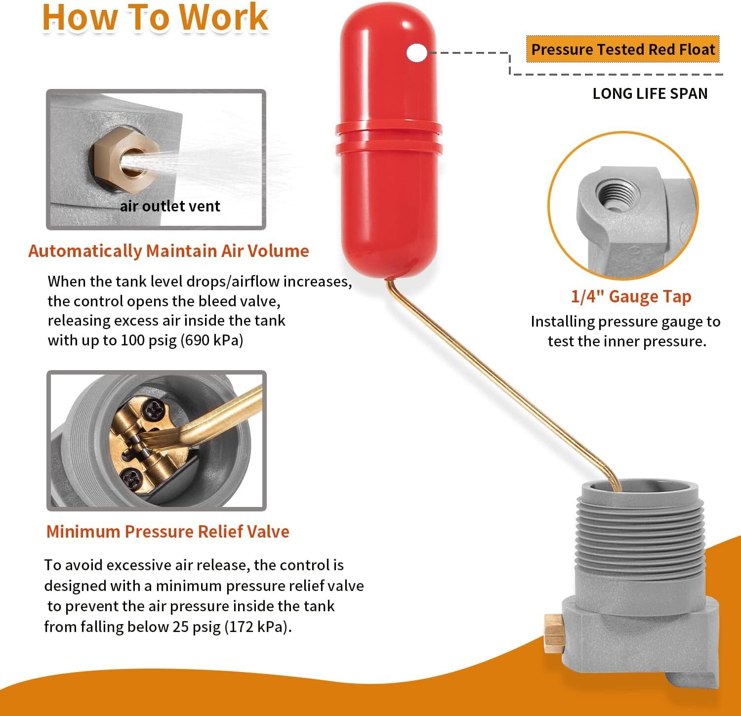 Air Volume Controls F93B-1C for Deep Wells, Water Tank System 1-1/4 in MNPT