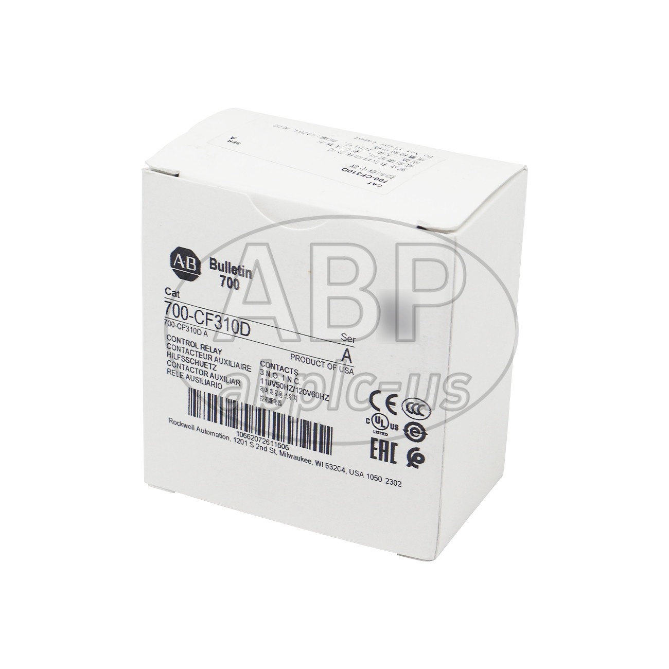 A-B Control Relay 700-CF310D Standard Contact 110V 50Hz/120V 60Hz US