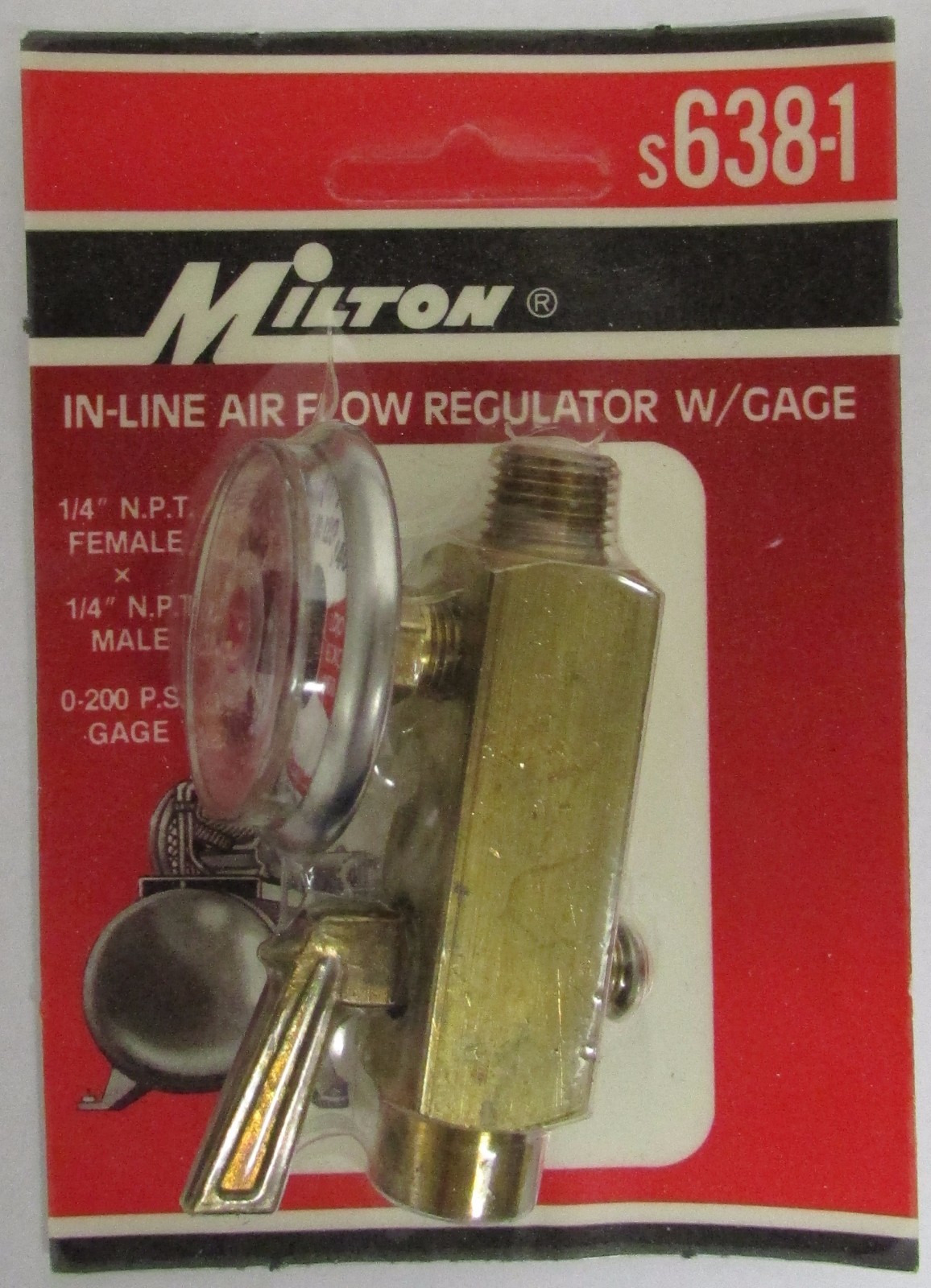 MILTON S638-1 Air Regulator with Gage 1/4 Inch Line S638 1