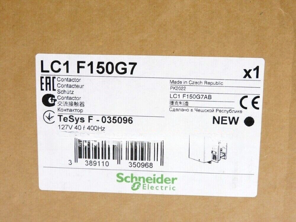 NEW SCHNEIDER LC1F150G7 CONTACTOR 150A 40-125HP/208-600V 120V COIL P9789
