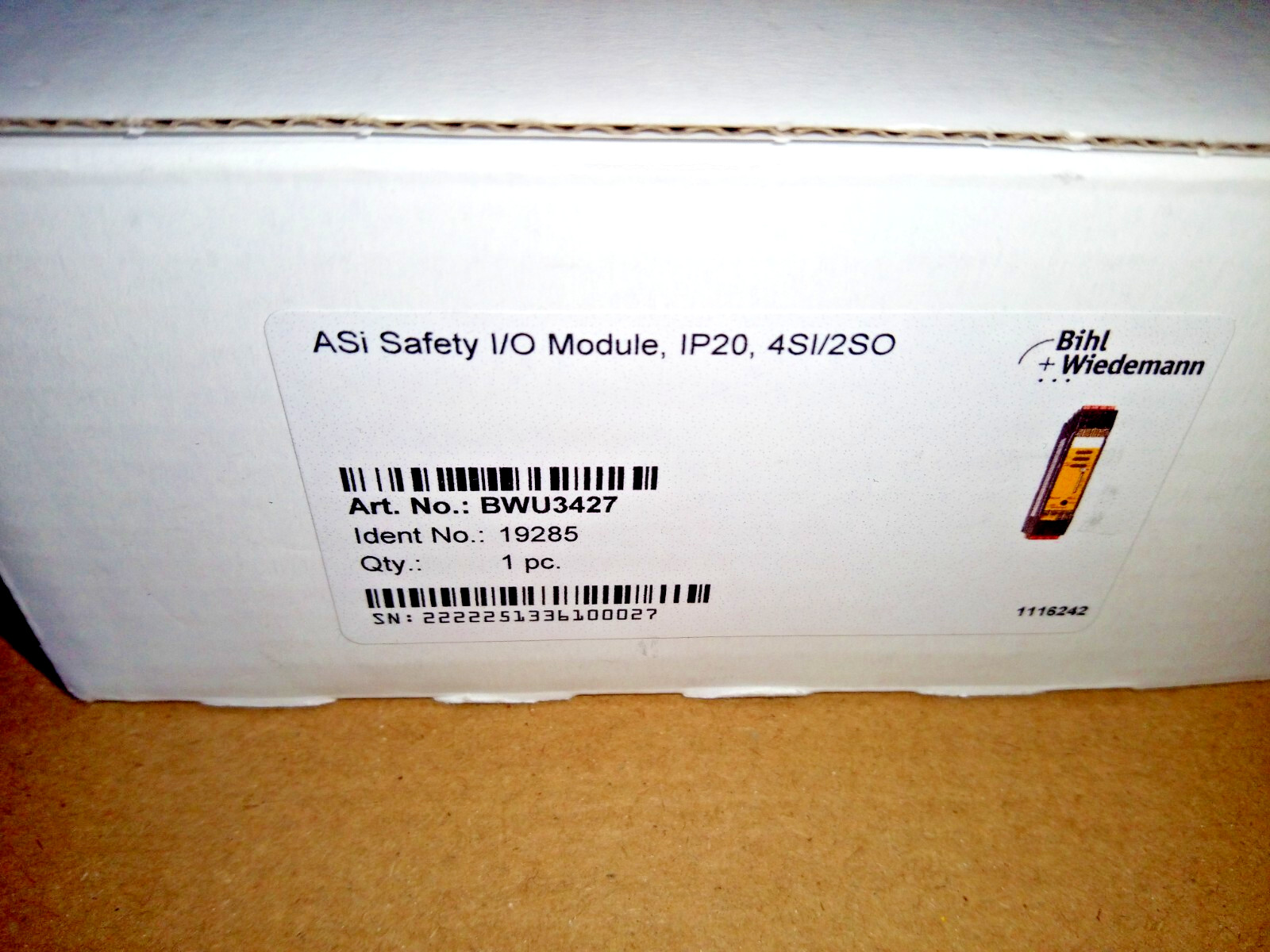 Bihl + Wiedemann BWU3428 ASi Safety I/O Module IP20, 8SI/1SO Performance SEAL CPU