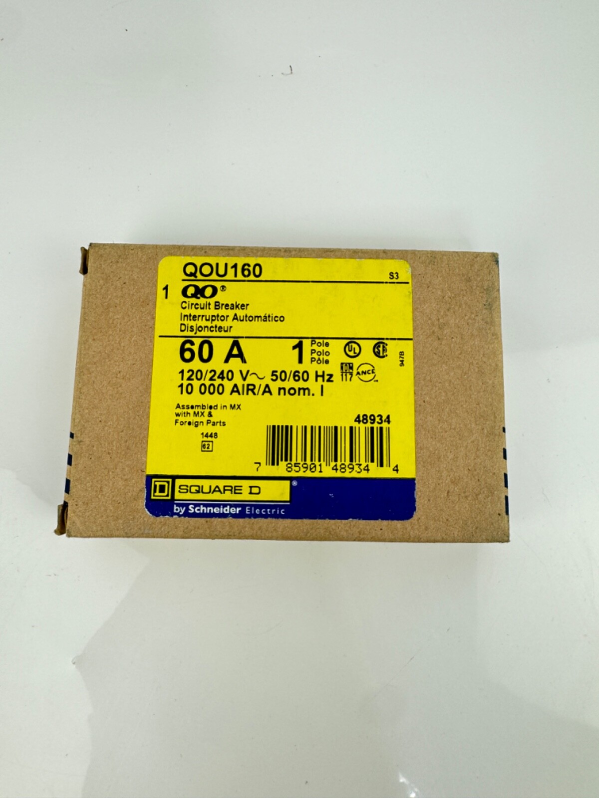 Square D QOU160 1 Pole 60 Amp Feed Through Circuit Breaker *BRAND NEW*
