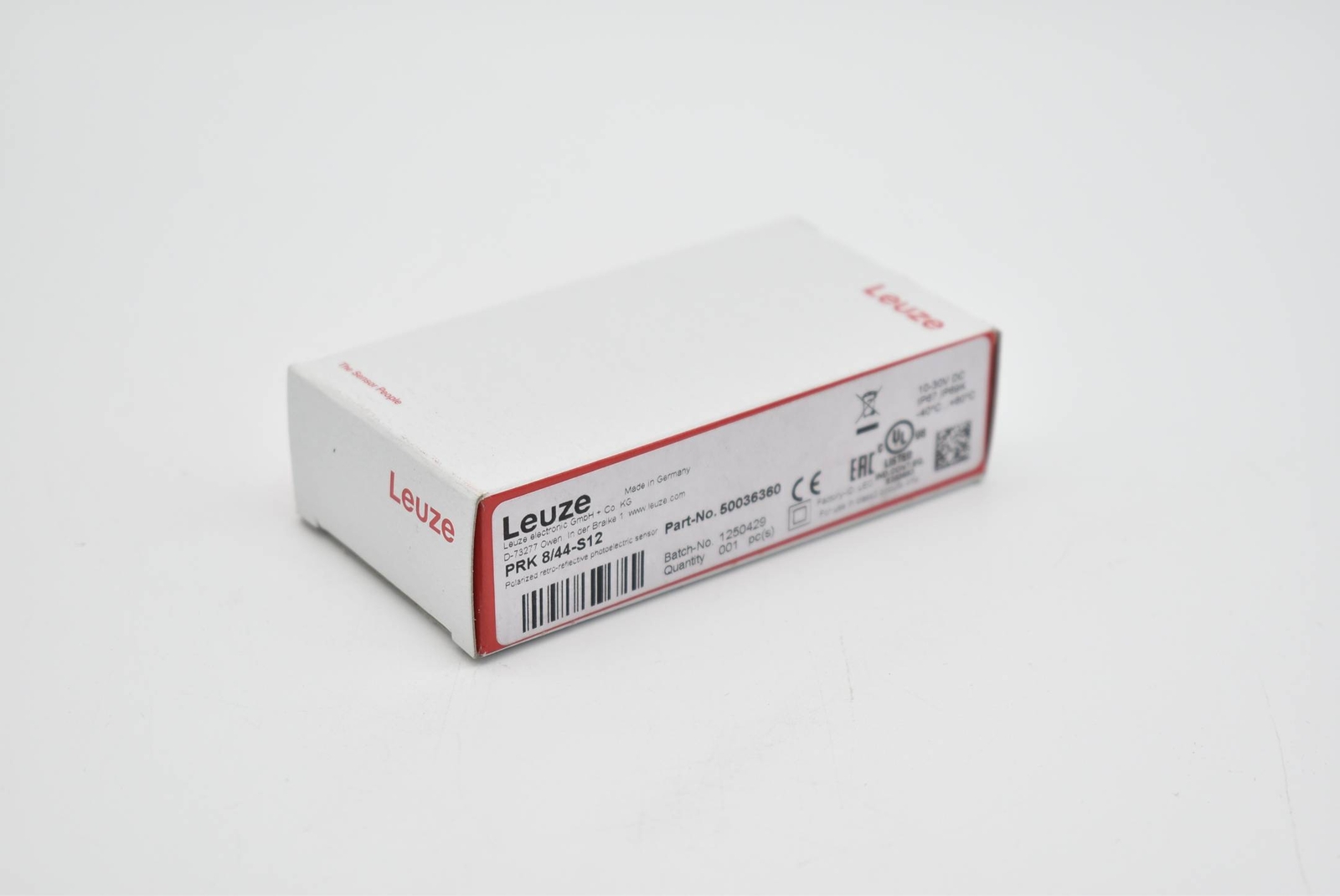 Leuze electronic polarized retro-reflective photoelectric sensor PRK 8/44-S12 (50036360)