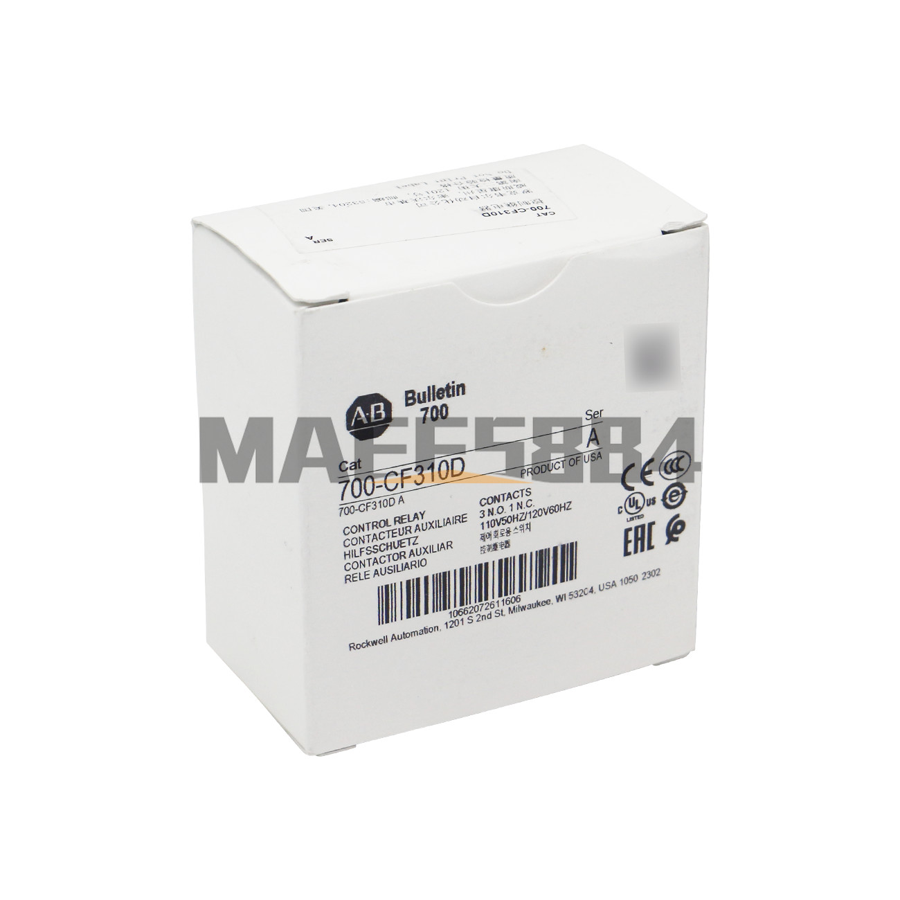 NEW Allen Bradley Control Relay 700-CF310D Standard Contact 110V 50Hz/120V 60Hz