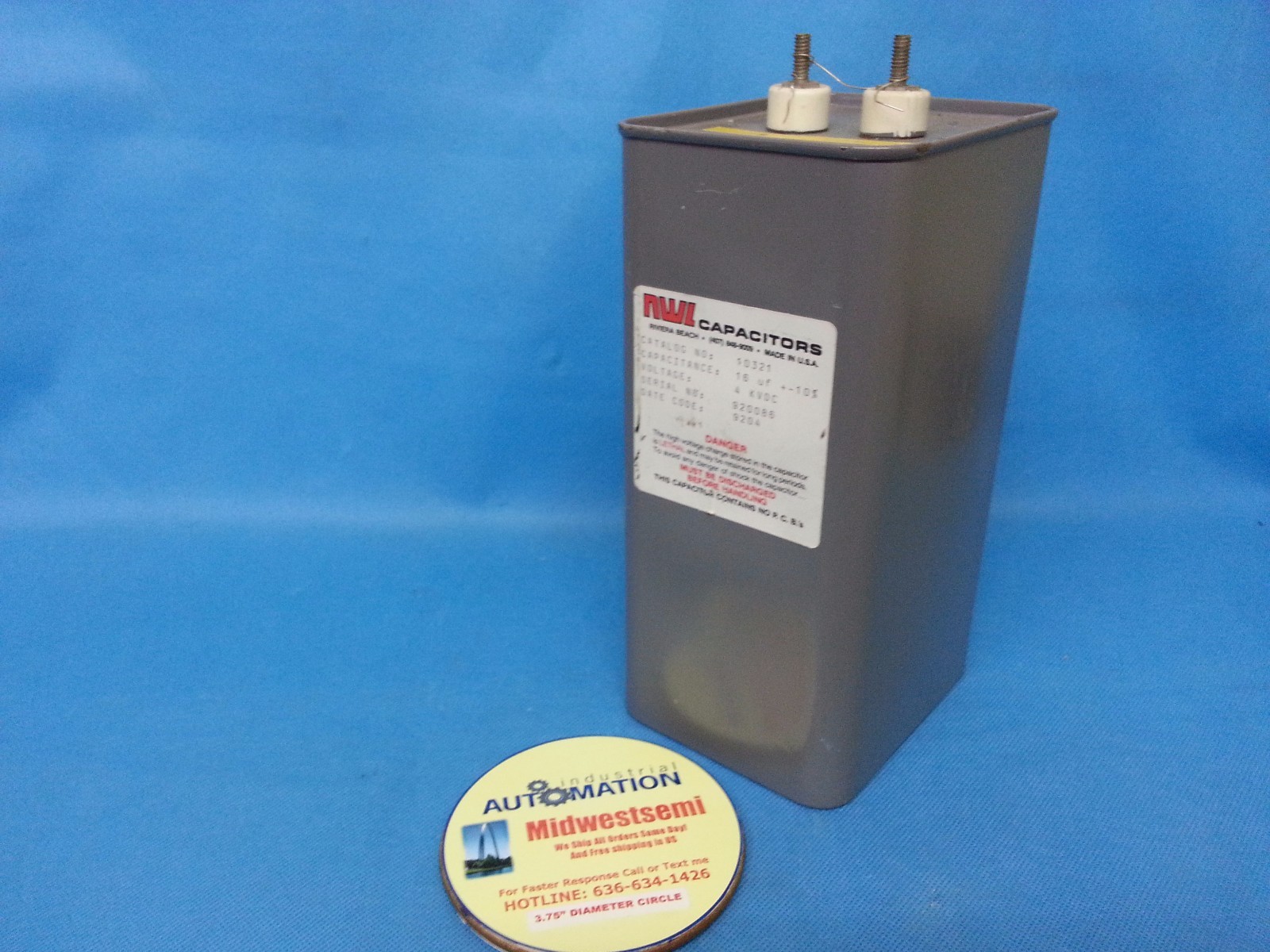 SHIPS SAME DAY NWL CAPACITORS 10321 CAPACITOR 16UF +-10% 4 KVDC