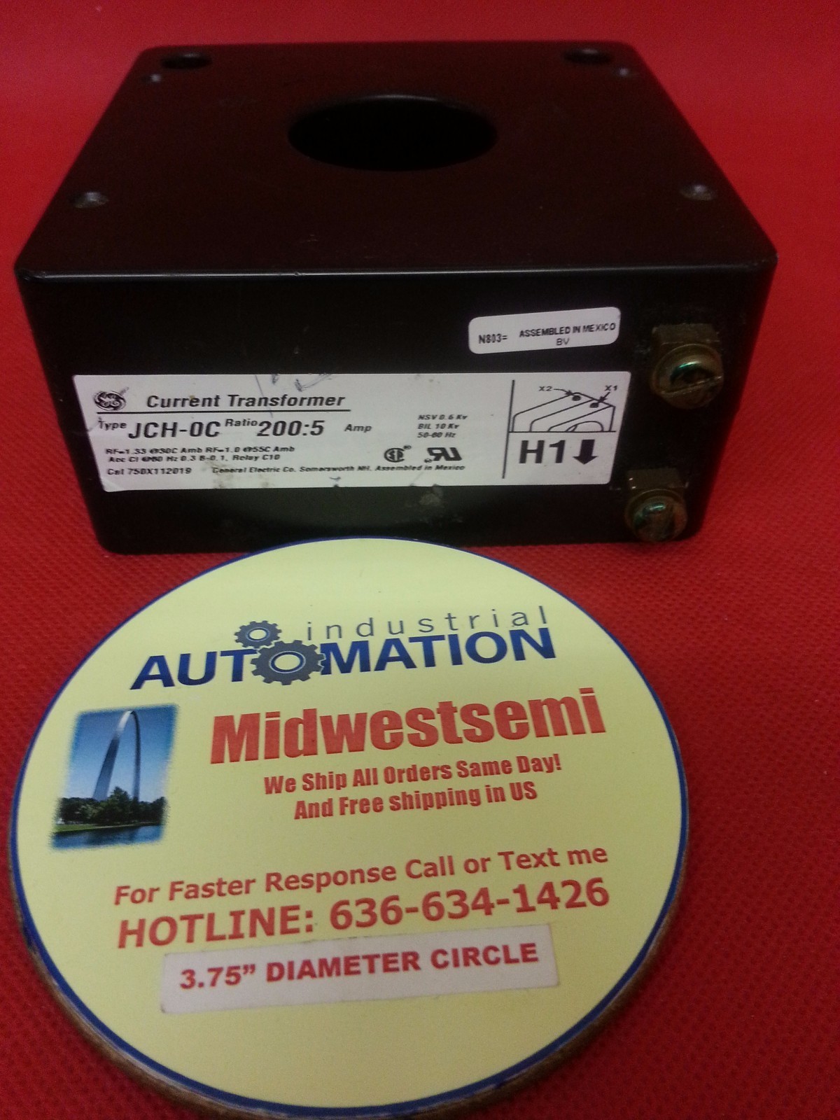 NEW NOBOX GE JCH-OC 750X112019 200:5A AMP JCH-0C CURRENT TRANSFORMER ID: 00003