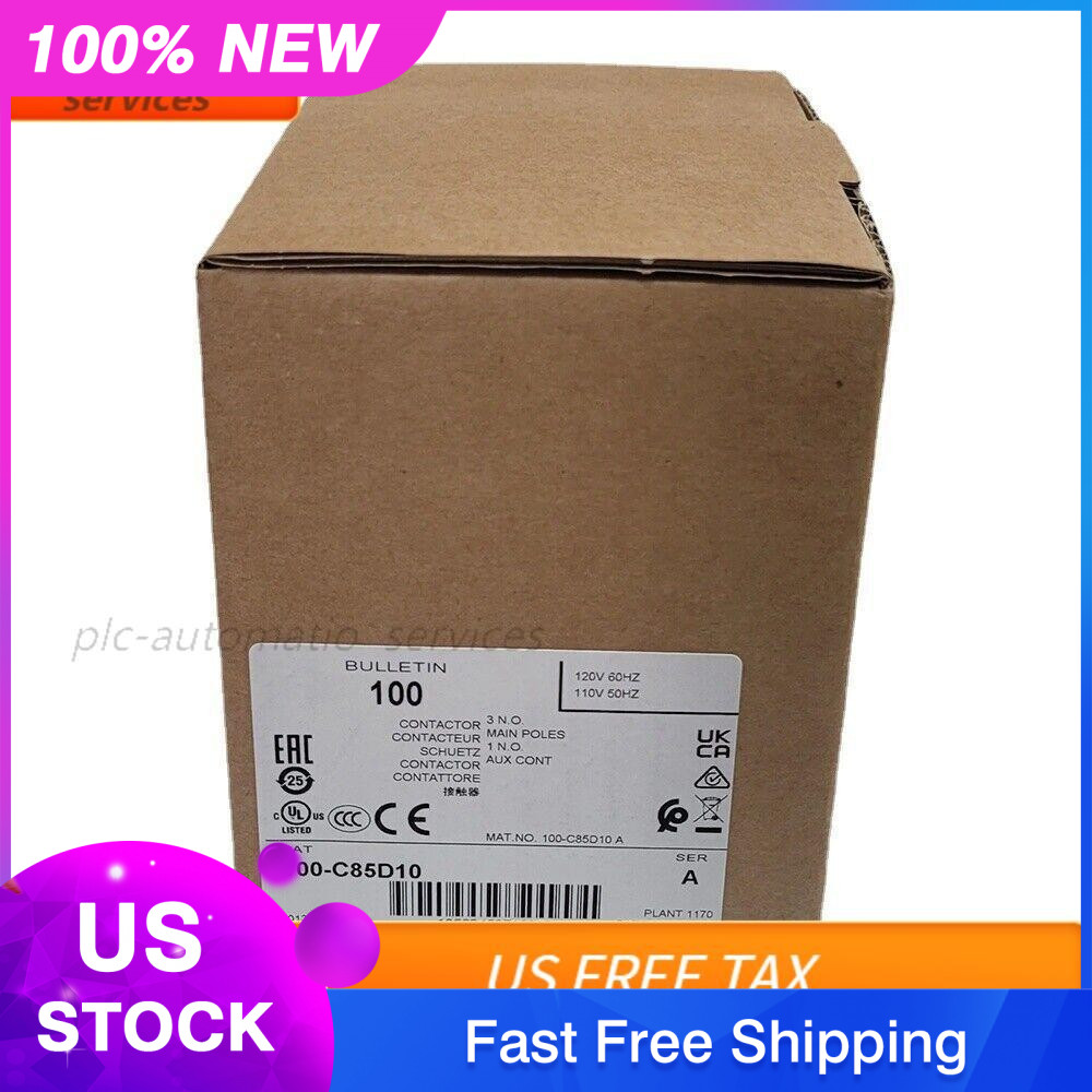 New 100-C85D10 85A 110V 50Hz/120V 60Hz 3 NO Poles 1 NOC Screw Terminals In Box