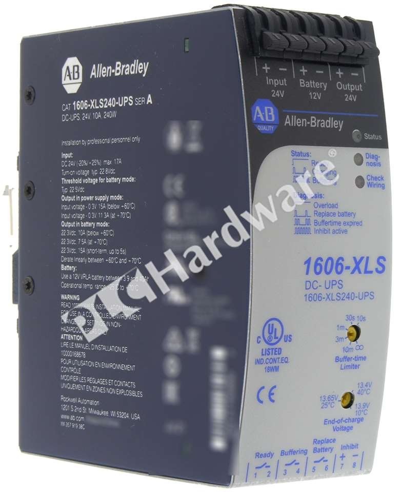 Open Pre-owned Allen Bradley 1606-XLS240-UPS /A 240W 15A 24VDC UPS Power Supply