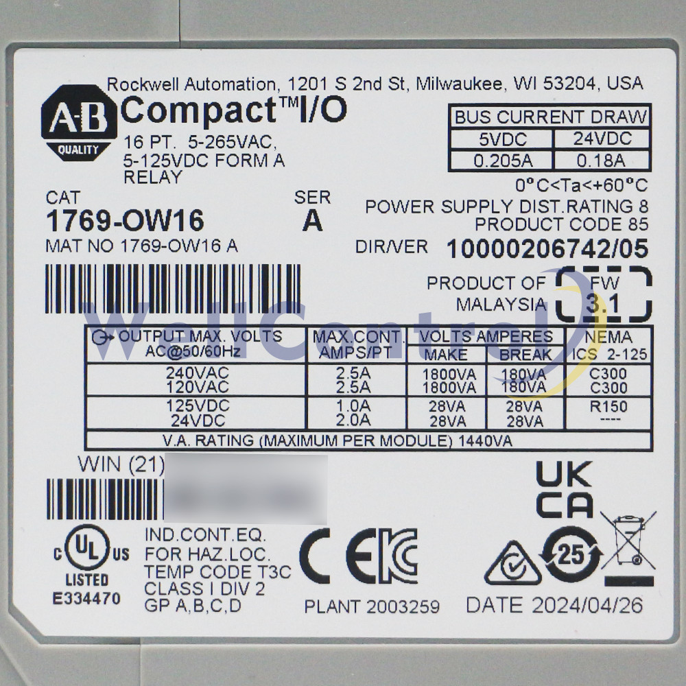 New Allen-Bradley 1769-OW16 CompactLogix 16 Point Relay Digital Output Module
