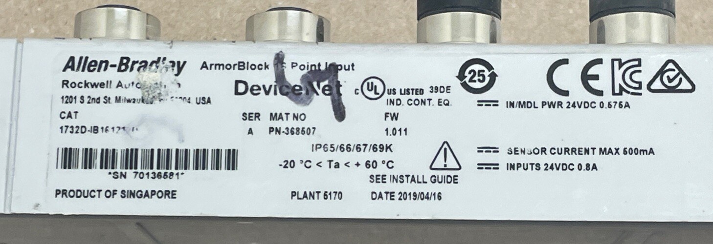 Allen Bradley 1732D-IB Ser A ArmorBlock 8 Point Configurable AB