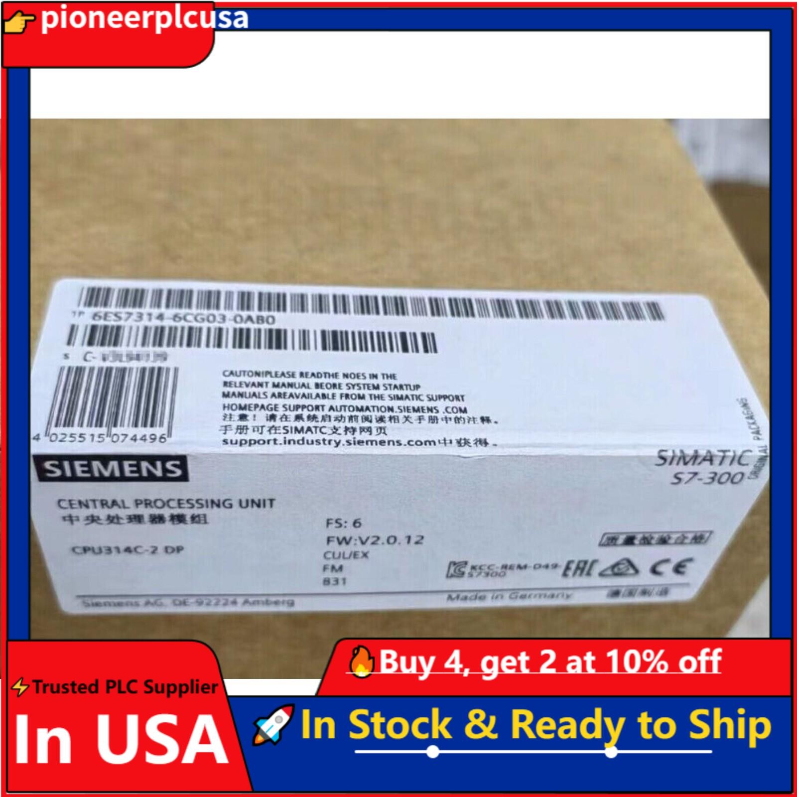 NewSiemens 6ES7 314-6CG03-0AB0 6ES7314-6CG03-0AB0 SIMATIC S7-300 CPU 314C-2 DP