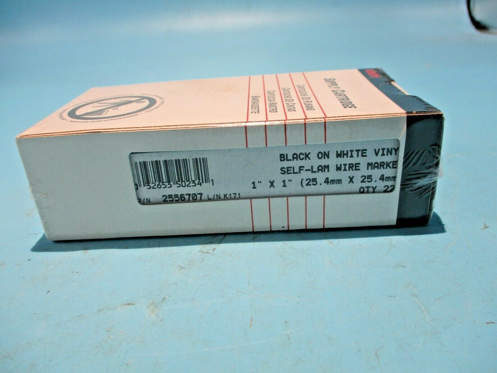 NEW KROY 1″X1″ BLACK-ON-WHITE VINYL SELF-LAM WIRE MARKER SUPPLY CARTR.2556707