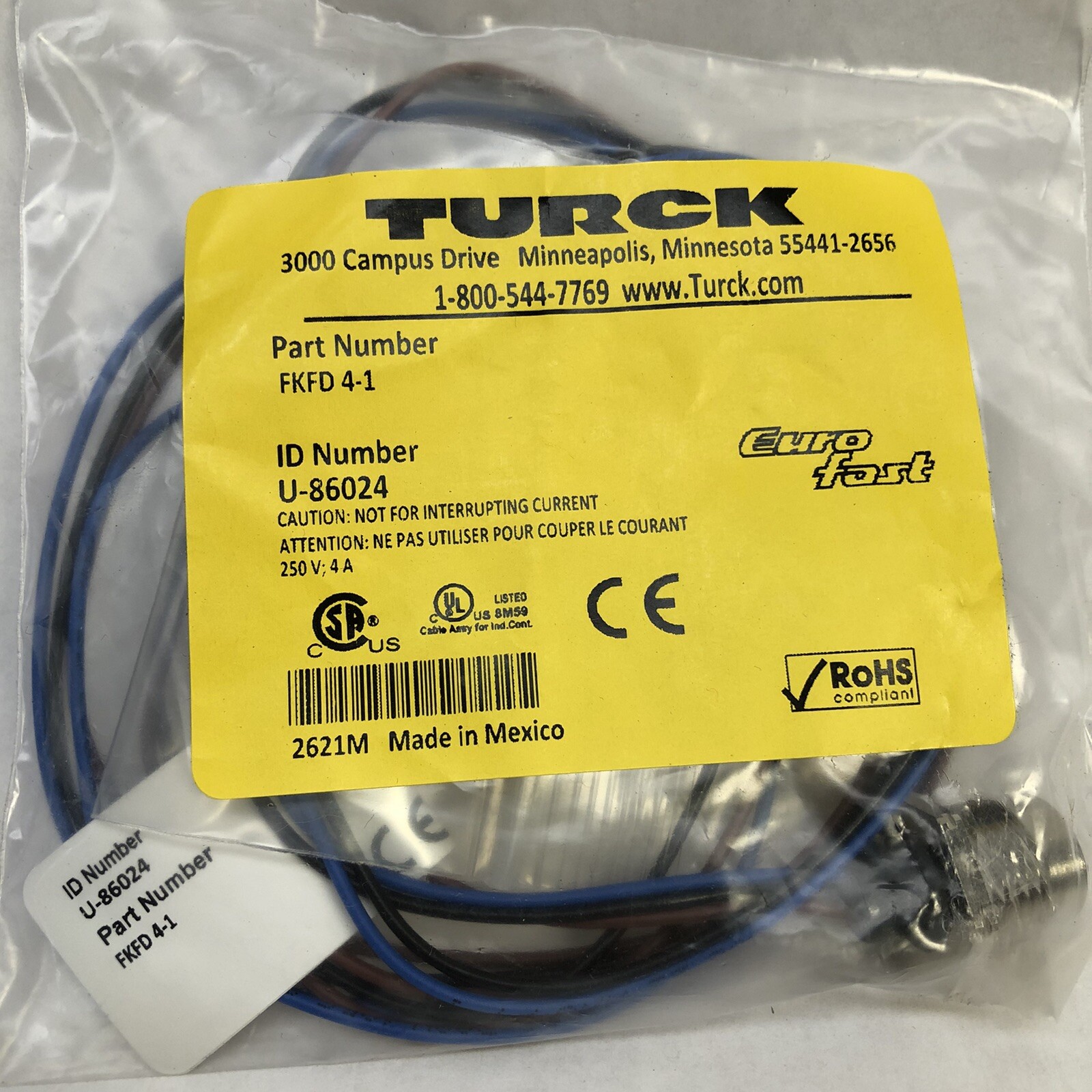 TURCK # FKFD4-1 RECEPTACLES EUROFAST SERIES