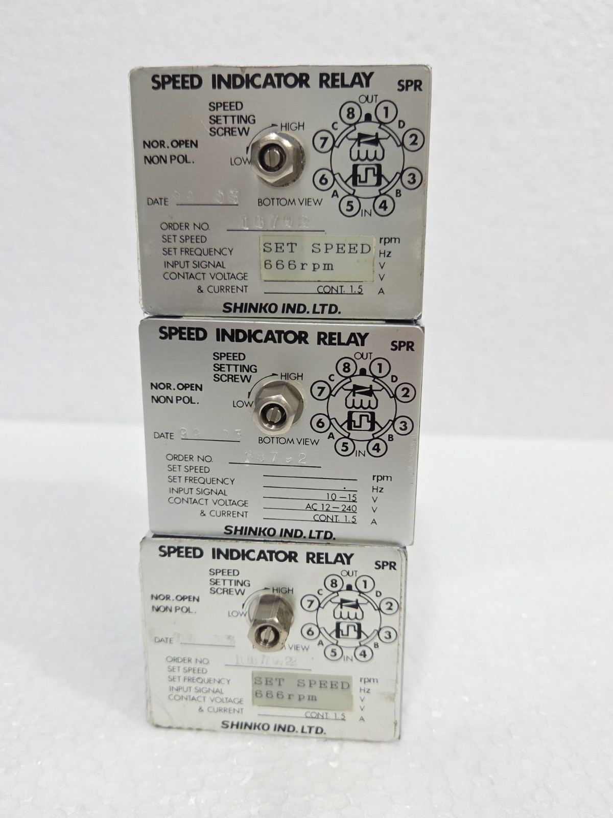 3PC × SHINKO SPR SPEED INDICATOR RELAY 666 RPM FAST SHIPPING