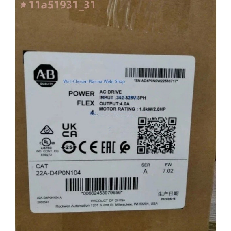 22A-D4P0N104 AB Powerflex 4 1.5KW 2HP AC Drive 22AD4P0N104 FREE SHIPPING