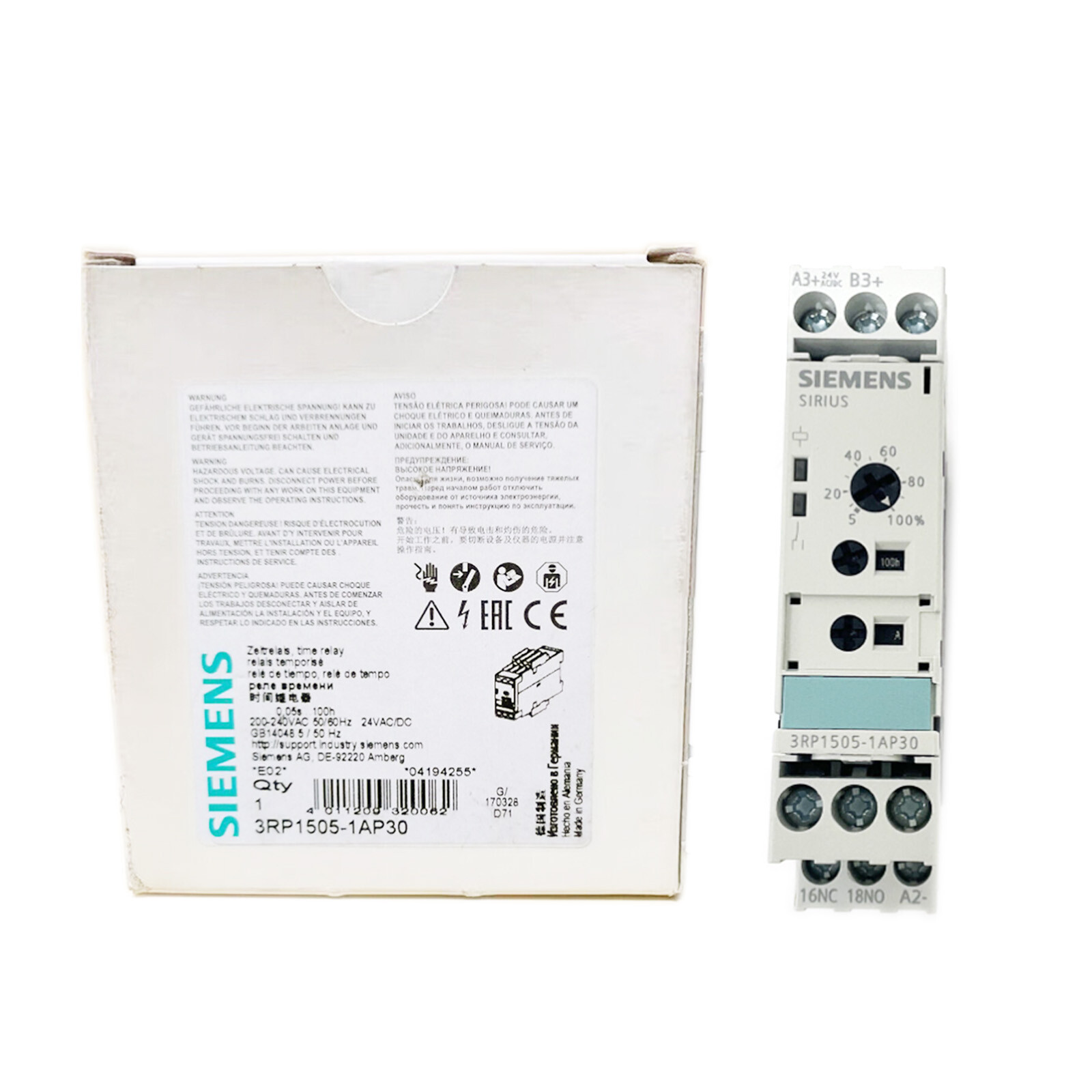 New In Box SIEMENS 3RP1505-1AP30 Multi Function Timer Relay