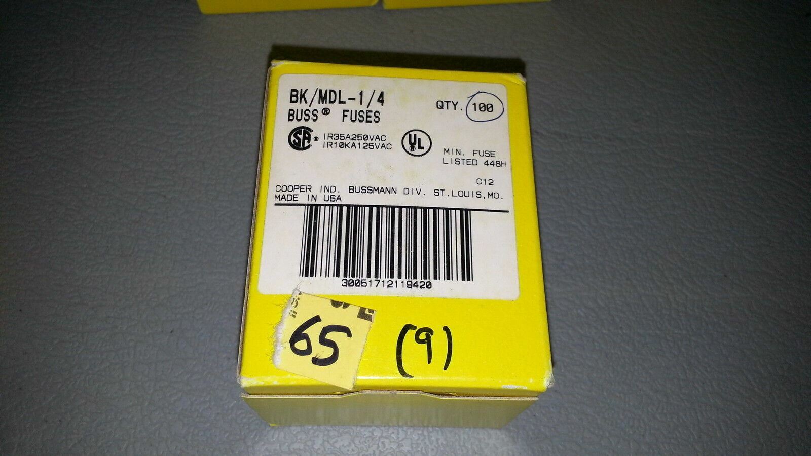 Cooper Bussmann BK/MDL-1/4 Fuse 250mA 250V Lot of 5 Cartridge Time Delay