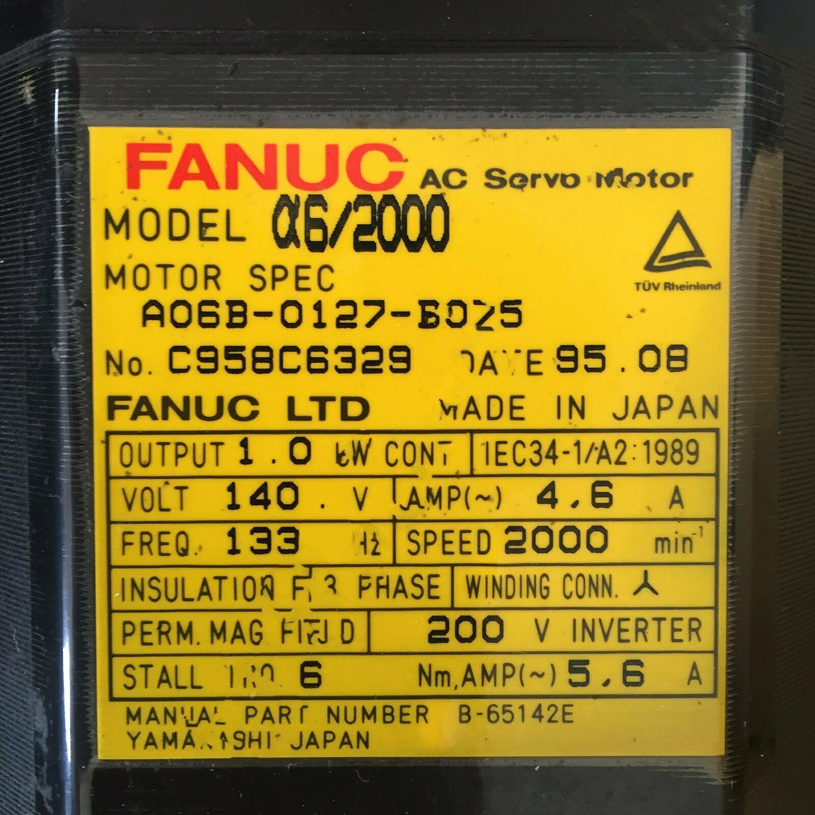 A06B-0127-B075 For Fanuc Used Servo Motor Free Shipping