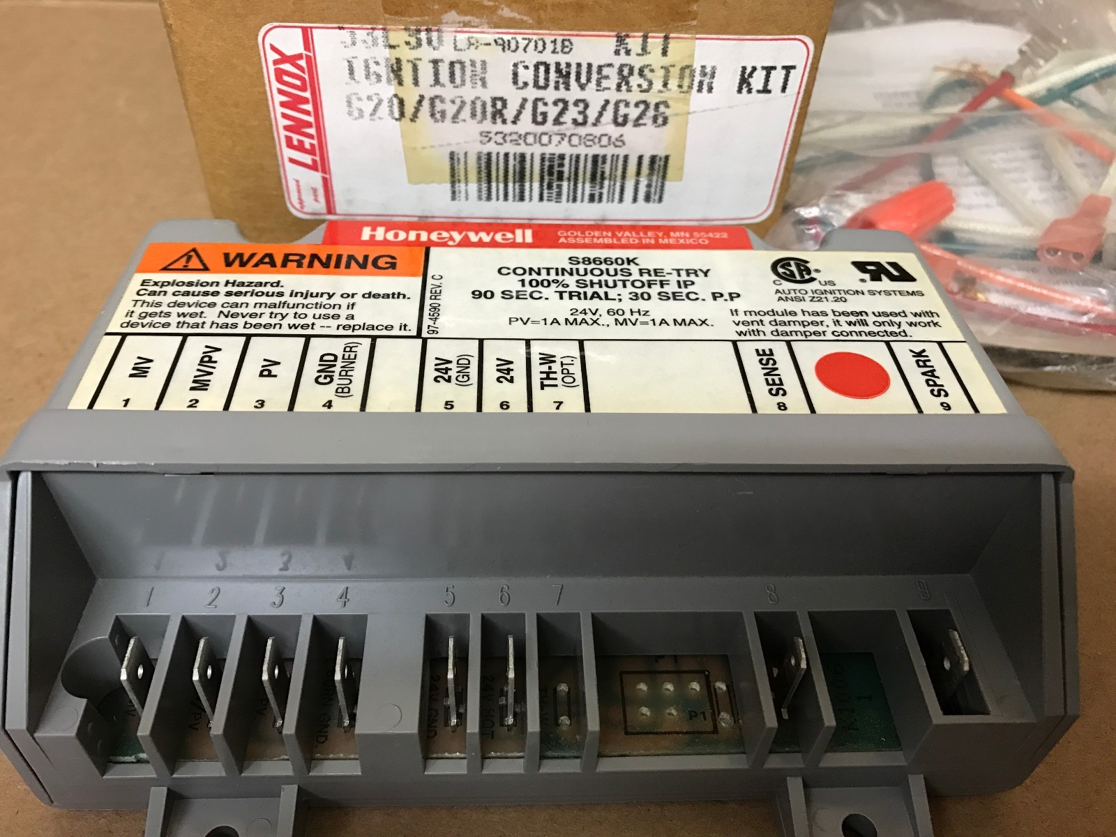 NIB 53L30 LENNOX KIT S8660K1006 IGNTION CONVERSION 80N9201G20 / G20R / G23 / G26