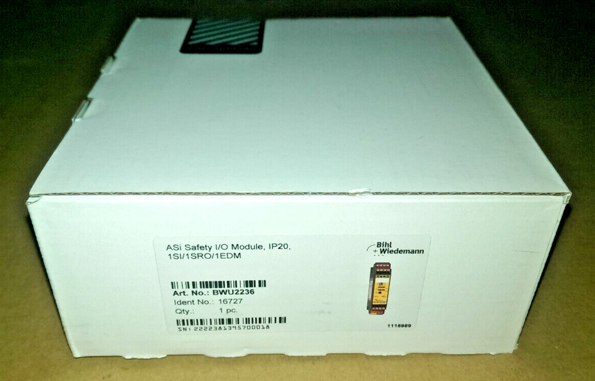 Bihl + Wiedemann BWU2236 ASi Safety I/O Module, IP20, 1SI/1SRO/1EDM NEW Original Packaging Seal