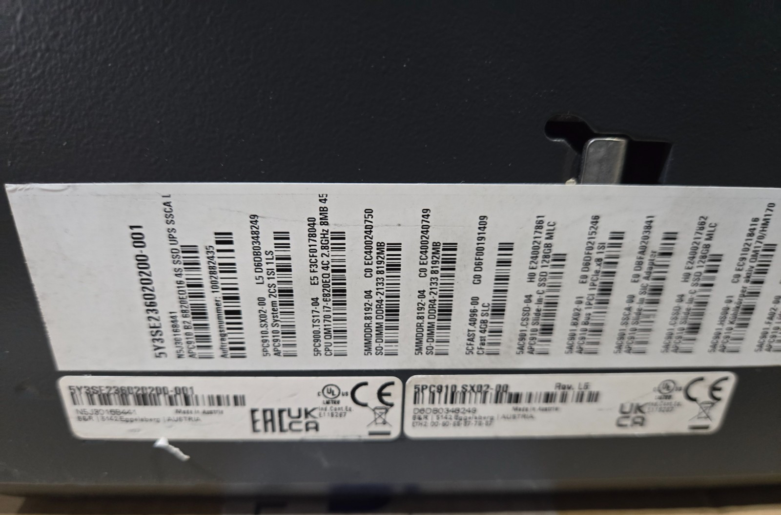 B&R Automation PC 5PC910.SX02-00 REV. L (NEW OUT OF BOX )