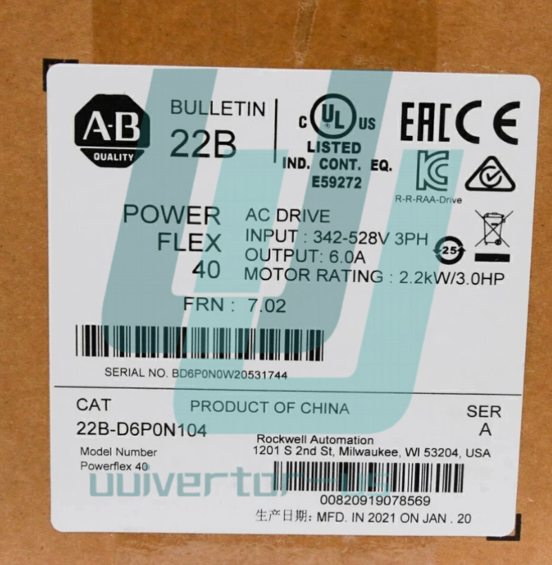 Allen Bradley PowerFlex 22B-D6P0N104 Drive