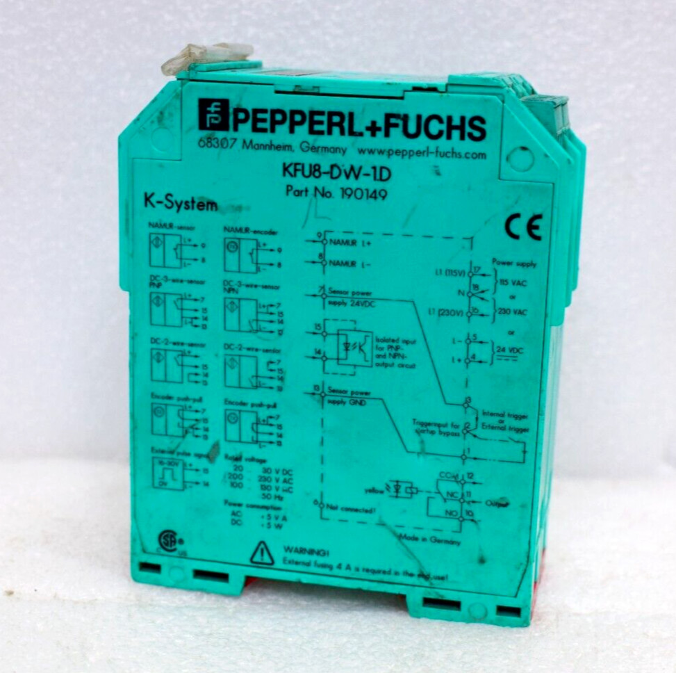 PEPPERL+FUCHS KFU8-DW-1.D ROTATION SPEED MONITOR P/N: 190149